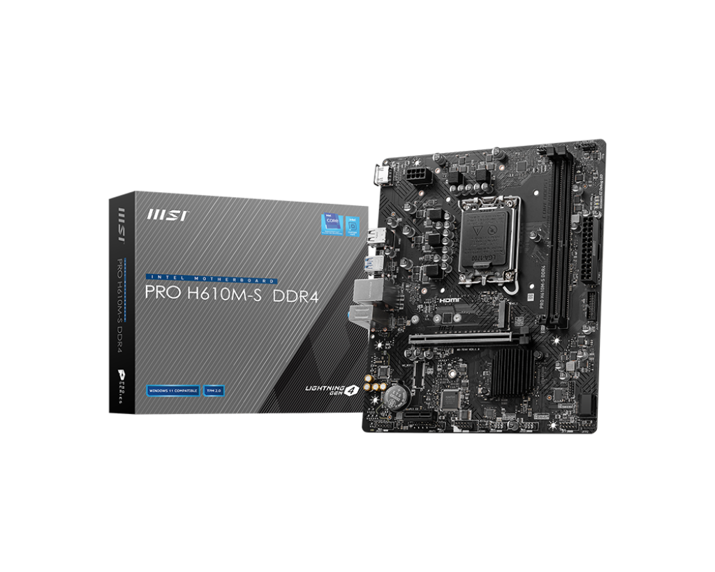 PLACA BASE MSI PRO H610M-S DDR4, CHIPSET INTEL H610, SOCKET LGA1700, FORMATO MICRO-ATX