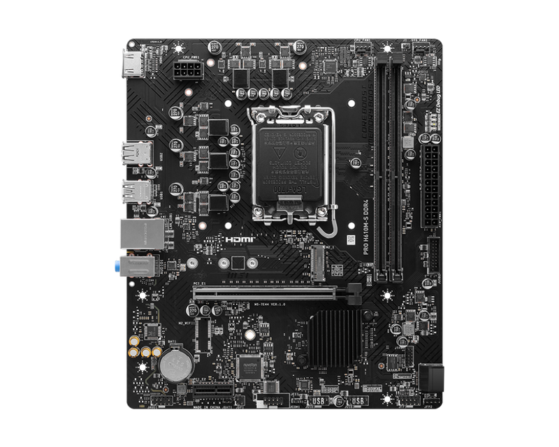 PLACA BASE MSI PRO H610M-S DDR4, CHIPSET INTEL H610, SOCKET LGA1700, FORMATO MICRO-ATX