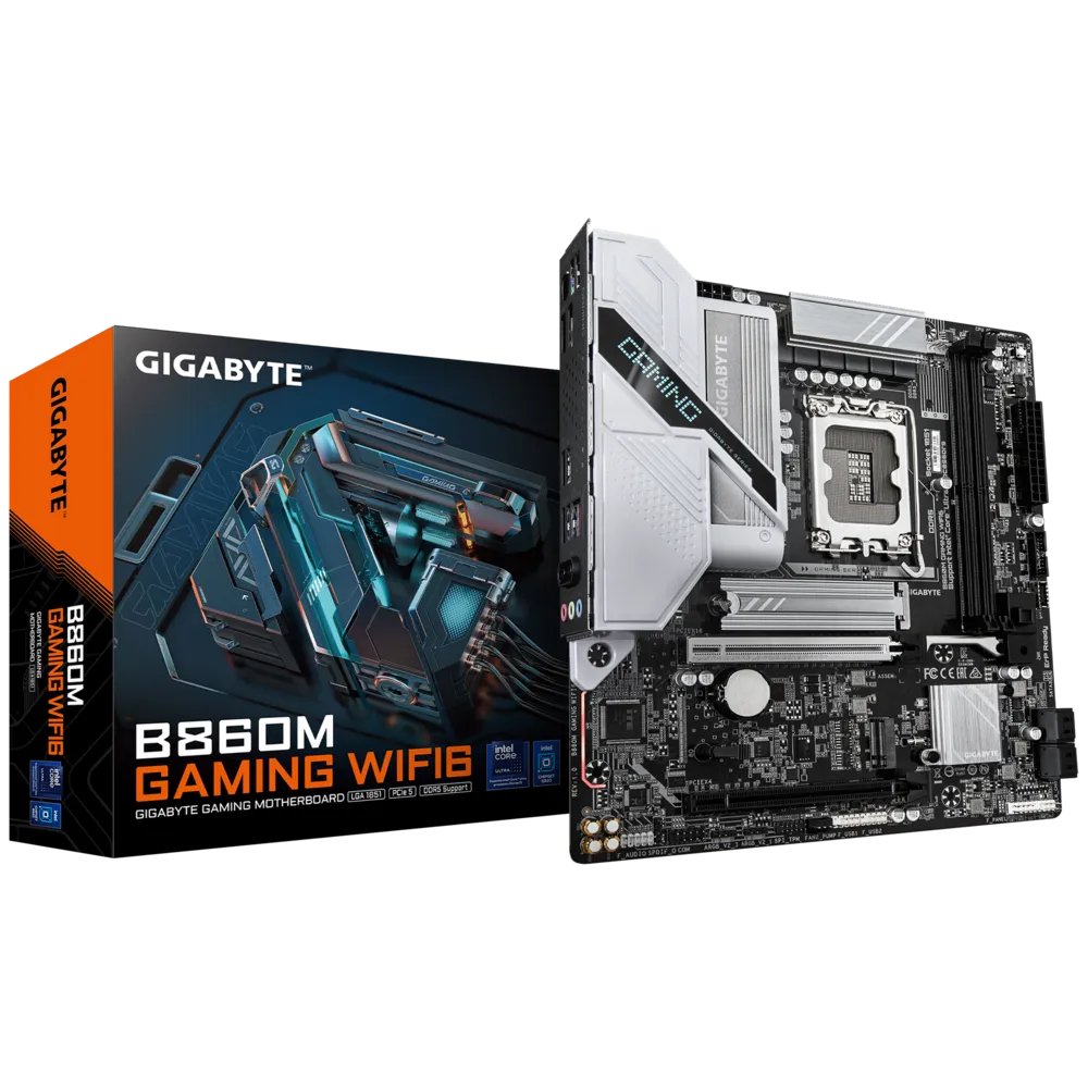 MOTHERBOARD GIGABYTE B860M GAMING WIFI6 - CHIPSET INTEL B860, LGA 1851, HDMI, DP, mATX - IDEAL PARA GAMERS Y ENTUSIASTAS