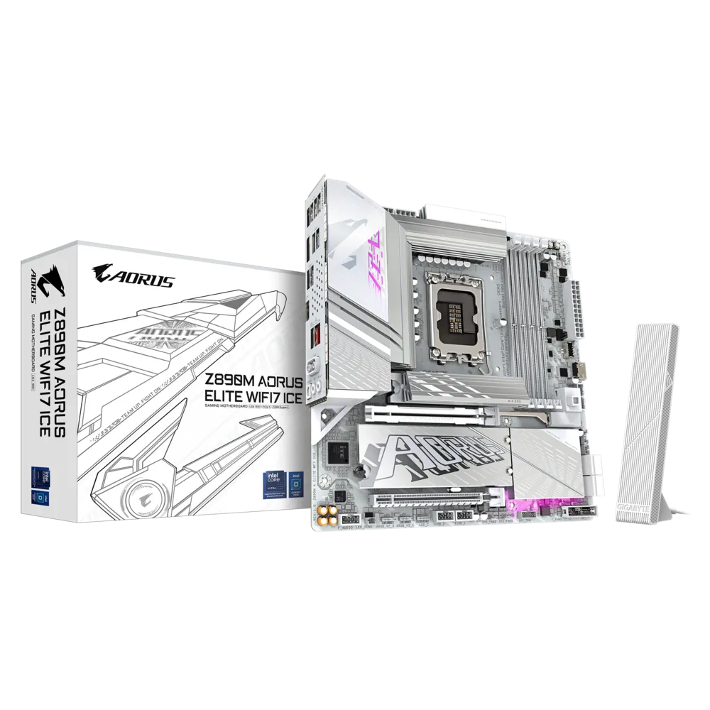 PLACA BASE GIGABYTE Z890M AORUS ELITE WIFI7 ICE ULTRA CORE LGA 1851 - ATX, DDR5, TRIPLE M.2, PCIe 5.0, THUNDERBOLT 4, LAN 2.5GbE CON CIERRE EZ-LATCH