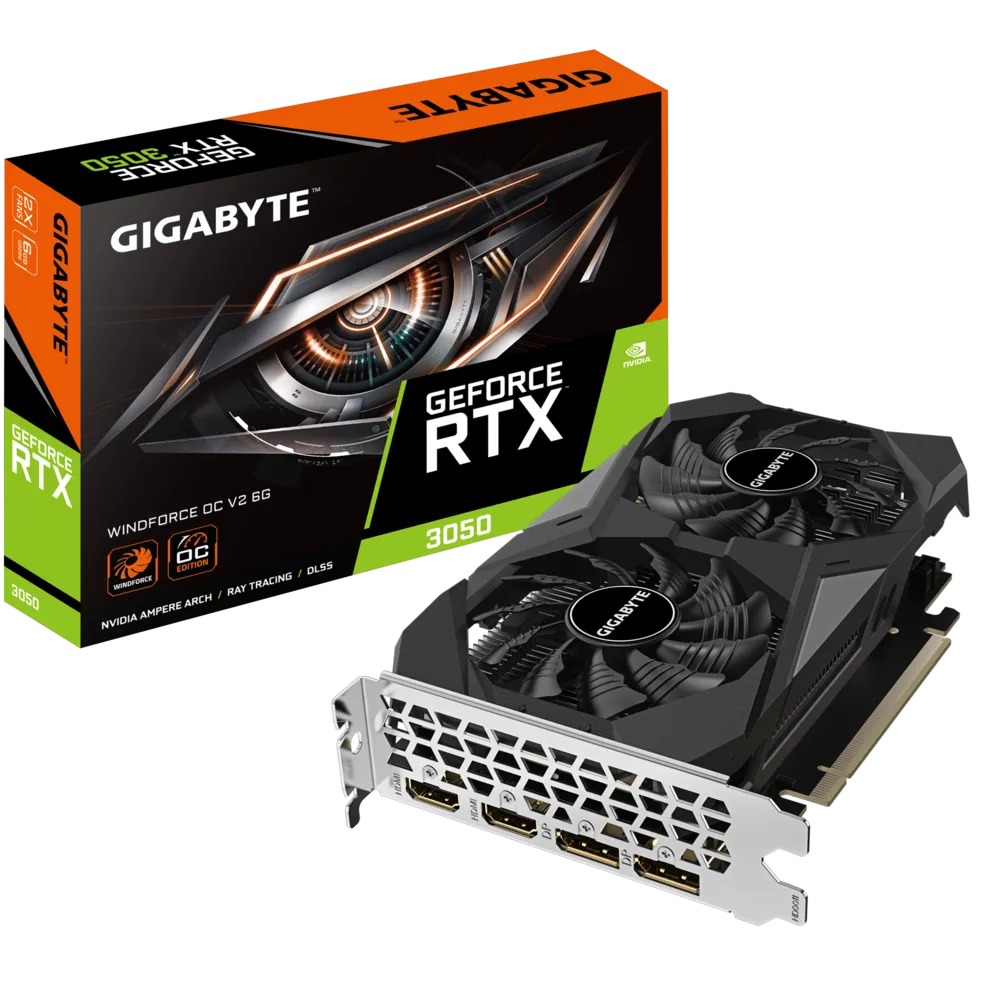 TARJETA GRÁFICA GIGABYTE GEFORCE RTX 3050 WINDFORCE OC V2 6GB GDDR6 PCIe 4.0 PARA RENDIMIENTO GAMING EXCEPCIONAL