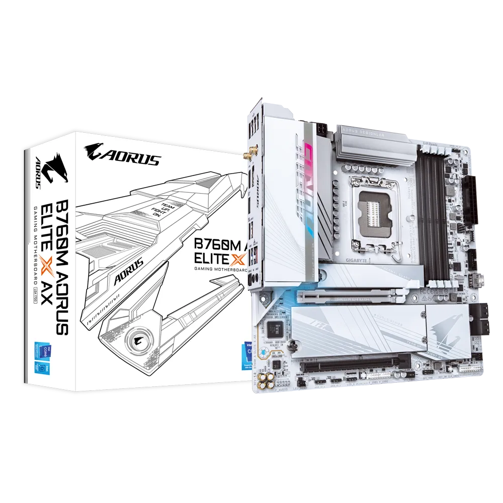 PLACA BASE GIGABYTE B760M AORUS ELITE X AX - CHIPSET INTEL B760, SOCKET LGA1700, FORMATO mATX, IDEAL PARA GAMERS Y CREADORES DE CONTENIDO AVANZADOS