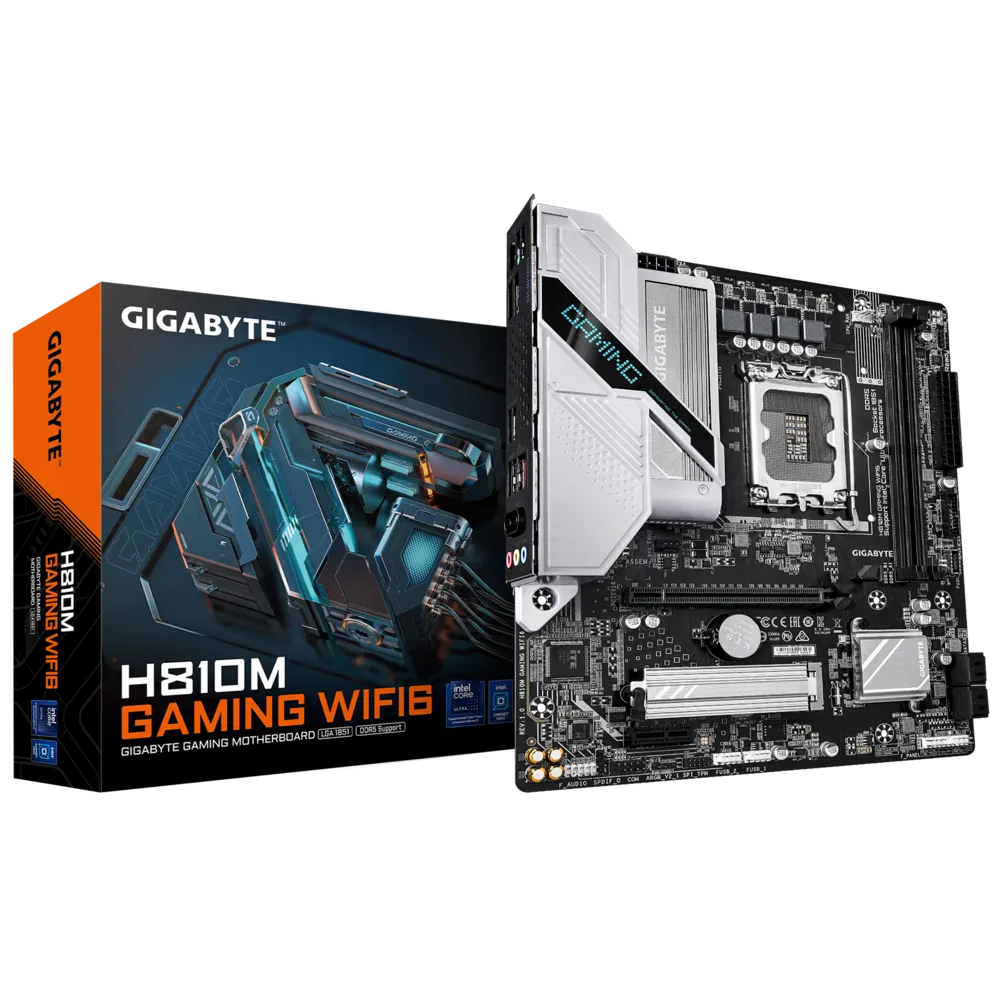 MOTHERBOARD GIGABYTE H810M GAMING WIFI6, INTEL H810, LGA 1851, MICRO-ATX, WIFI 6, PARA GAMERS
