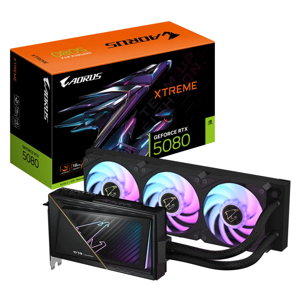 TARJETA DE VIDEO GIGABYTE AORUS GEFORCE RTX 5080 XTREME WATERFORCE 16GB GDDR7 PCIe5 ENFRIAMIENTO LÍQUIDO