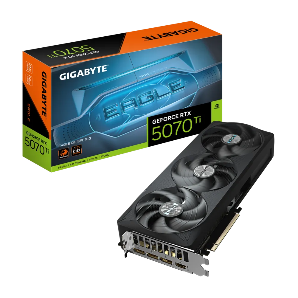 TARJETA DE VIDEO GIGABYTE: GEFORCE RTX 5070 TI EAGLE OC SFF 16G CON 16 GB GDDR7, PCIe GEN 5.0, IDEAL PARA GAMERS Y CREADORES DE CONTENIDO.