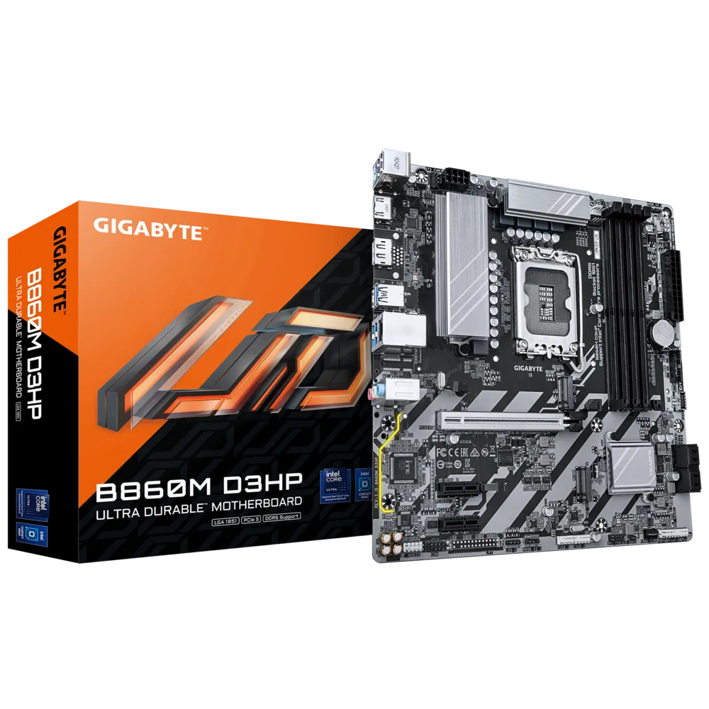 TARJETA MADRE GIGABYTE INTEL B860M D3HP CON SOPORTE USB 3.2 Y PCIe 4.0 PARA ALTO RENDIMIENTO