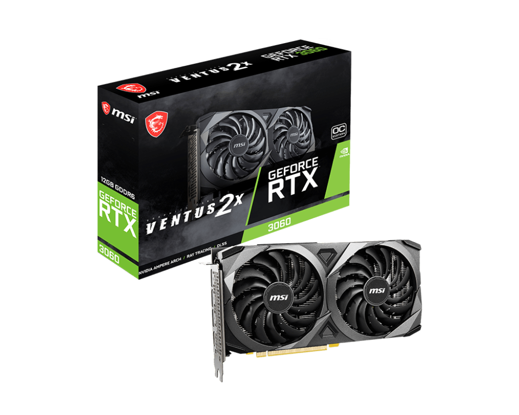 MSI GEFORCE RTX 3060 VENTUS 2X OC 12GB GDDR6 PCI EXPRESS 4 0 3584 CUDA CORES TORX FAN DUAL COOLING DLSS RAY TRACING