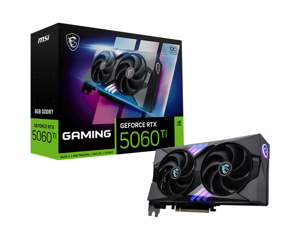 TARJETA DE VIDEO MSI GEFORCE RTX 5060 TI 8G GAMING OC, 8 GB GDDR7, PCIE GEN 5.0