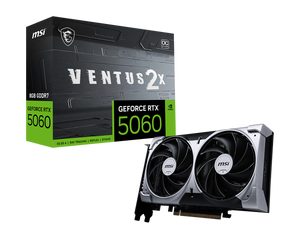 TARJETA DE VIDEO MSI GEFORCE RTX 5060 8G VENTUS 2X OC, 8GB GDDR7, PCIE GEN 5.0 X16 (X8)