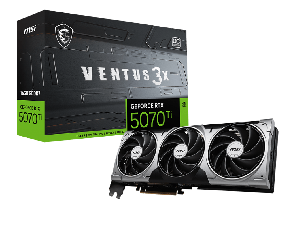 TARJETA DE VIDEO MSI GEFORCE RTX 5070 TI 16G VENTUS 3X OC, 16 GB GDDR7, PCIE GEN 5.0