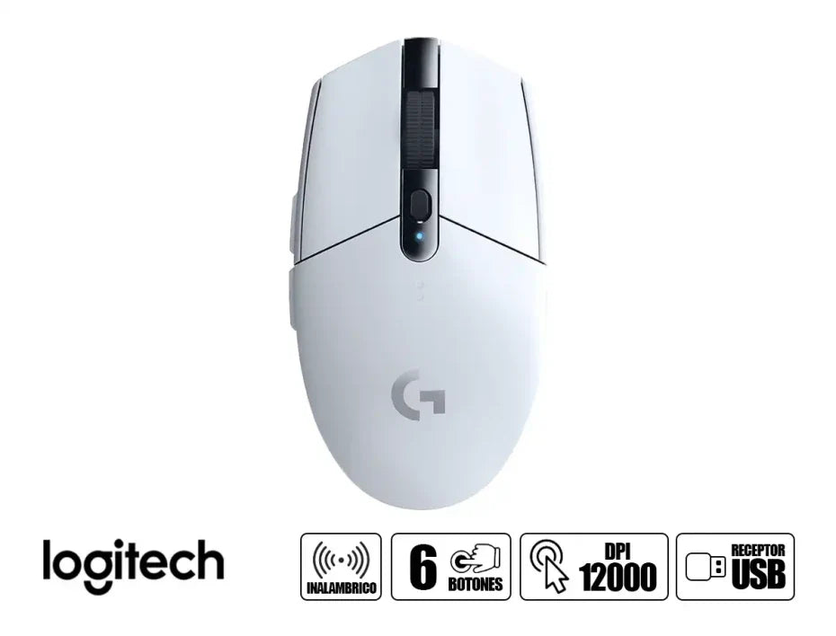 MOUSE GAMING INALÁMBRICO LOGITECH G305 LIGHTSPEED BLANCO 12.000 DPI USB ERGONÓMICO 4 BOTONES (910-005289)