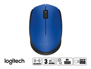 MOUSE LOGITECH INALAMBRICO  M170, COLOR AZUL HASTA 1000 DISPLAYPORTI, CON RECEPTOR USB, DISEÑO ERGONOMICO, 3 BOTONES (910-004800)
