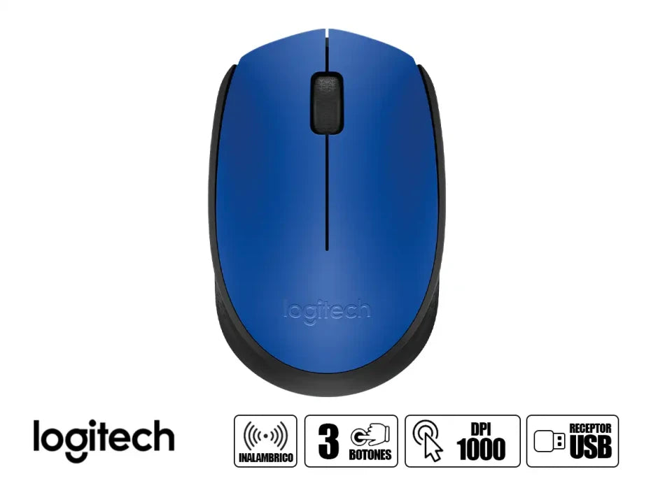 MOUSE LOGITECH INALAMBRICO  M170, COLOR AZUL HASTA 1000 DISPLAYPORTI, CON RECEPTOR USB, DISEÑO ERGONOMICO, 3 BOTONES (910-004800)
