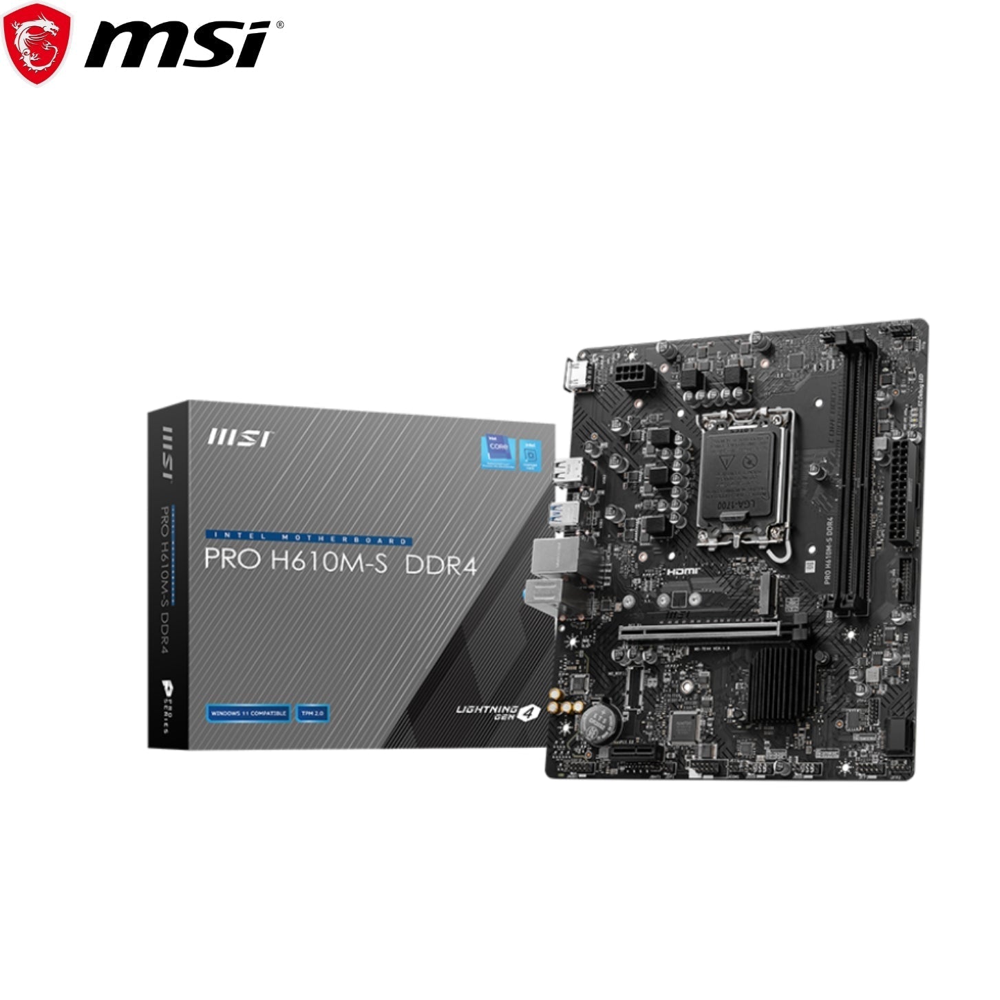 MOTHERBOARD MSI GAMING H610M-S DDR4 911-7E44-013 CON COMPATIBILIDAD INTEL Y SOPORTE PCIe 4.0