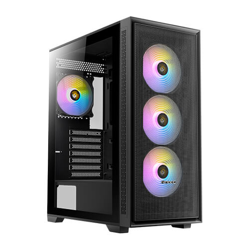 GABINETE GAMING ANTEC NX600 CON VENTANA LATERAL, COMPATIBLE ATX/MICRO-ATX/ITX, INCLUYE 4 VENTILADORES ARGB, PUERTOS USB 3.0, COLOR NEGRO, SIN FUENTE DE PODER