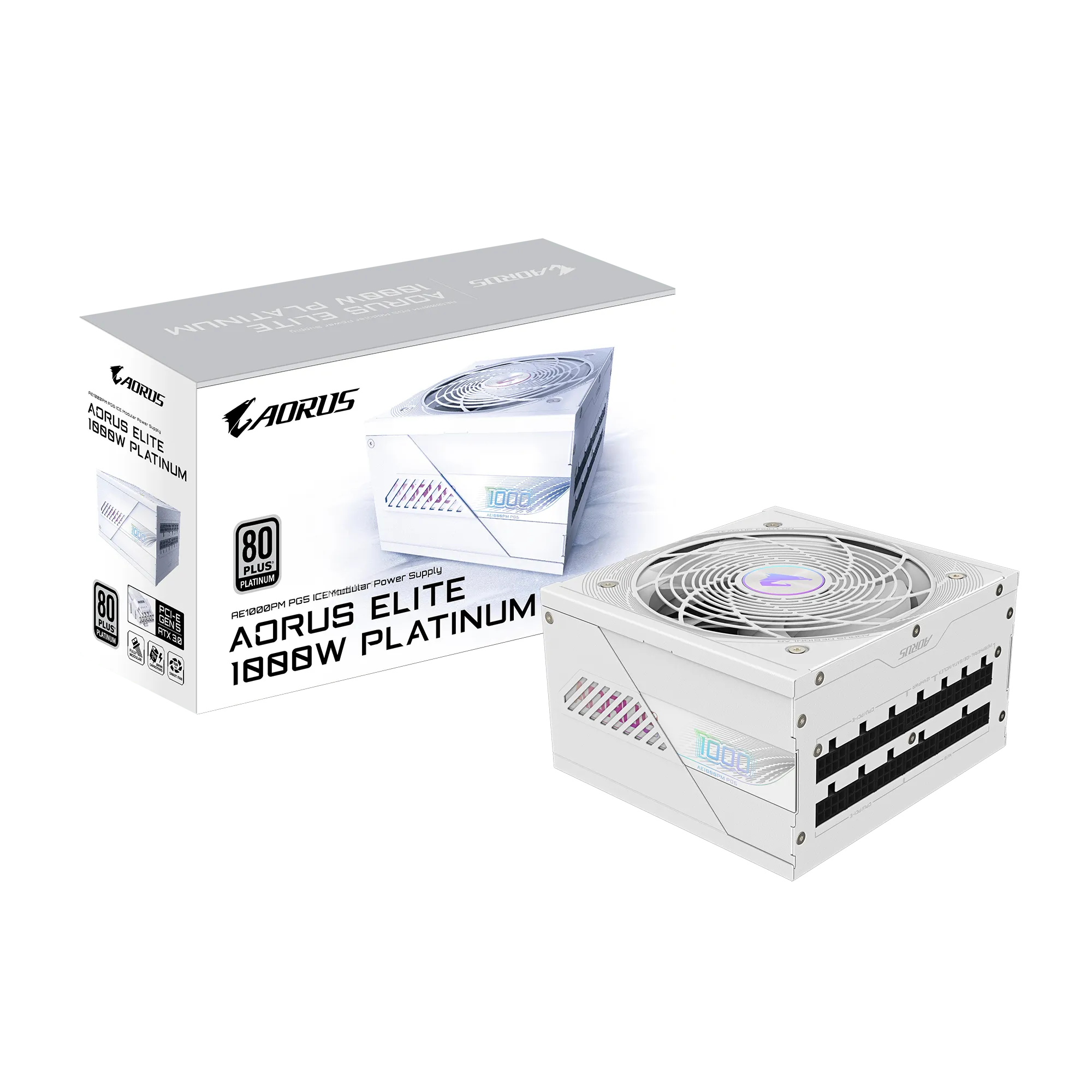 FUENTE DE ALIMENTACIÓN ATX GIGABYTE GP-AE1000PM PG5 ICE - 1000W, 80 PLUS PLATINUM, MÁXIMA EFICIENCIA Y RENDIMIENTO PARA PC DE ALTO RENDIMIENTO