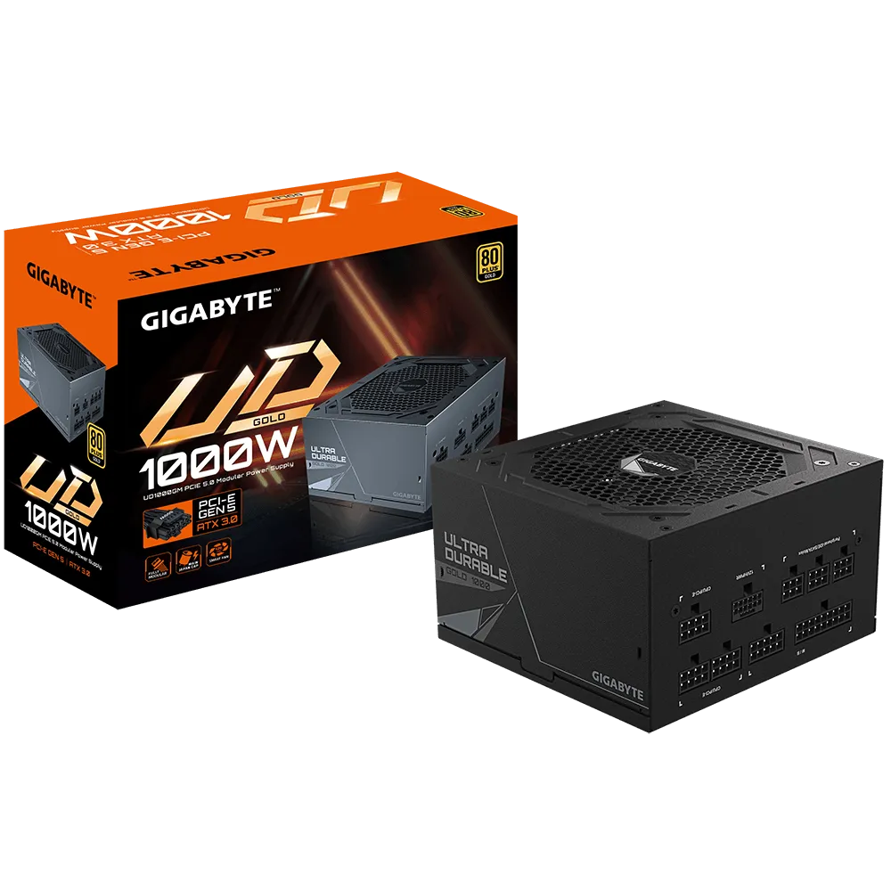 FUENTE DE PODER GIGABYTE 1000W 80+ GOLD MODULAR GP-UD1000GM PG5 REV 2.0 ALTA EFICIENCIA Y FIABILIDAD