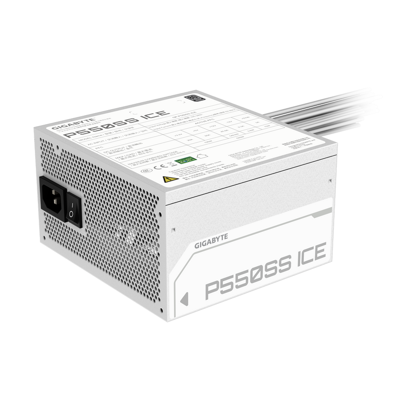FUENTE DE ALIMENTACIÓN GIGABYTE ATX P550SS ICE 550W: EFICIENCIA 80 PLUS SILVER, DISEÑO COMPACTO Y RENDIMIENTO ENERGÉTICO AVANZADO