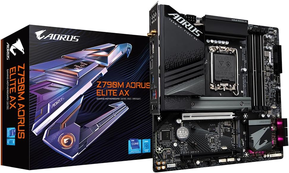 PLACA MADRE GIGABYTE MOTHERBOARD  Z790M AORUS ELITE AX, CHIPSET INTEL Z790, LGA1700, MICRO-ATX