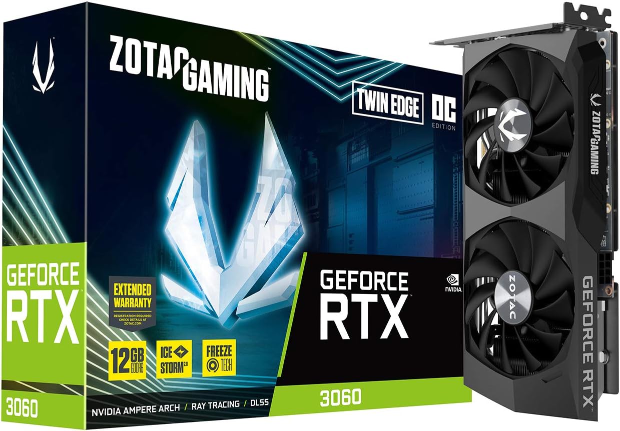 ZOTAC GAMING GEFORCE RTX 3060 TWIN EDGE OC TARJETA GRÁFICA PCIe 4.0 12 GB GDDR6 DOBLE VENTILADOR ICESTORM 2.0