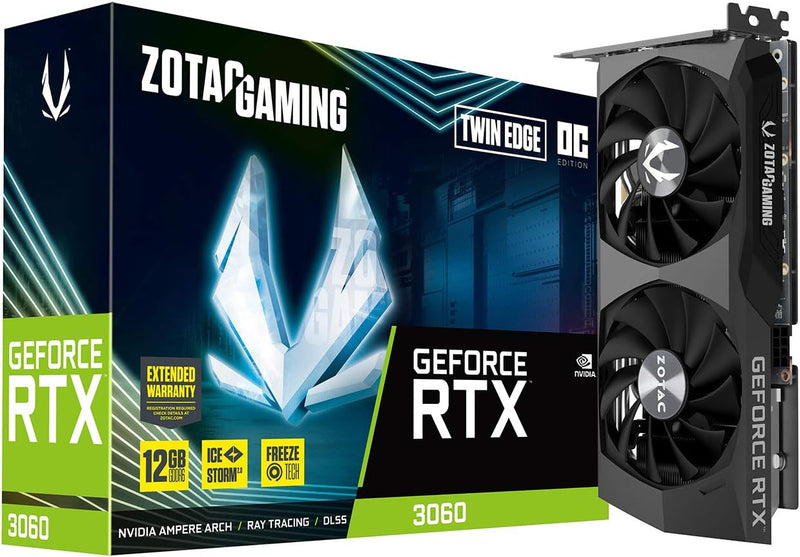 ZOTAC GAMING GEFORCE RTX 3060 TWIN EDGE OC TARJETA GRÁFICA PCIe 4.0 12 GB GDDR6 DOBLE VENTILADOR ICESTORM 2.0