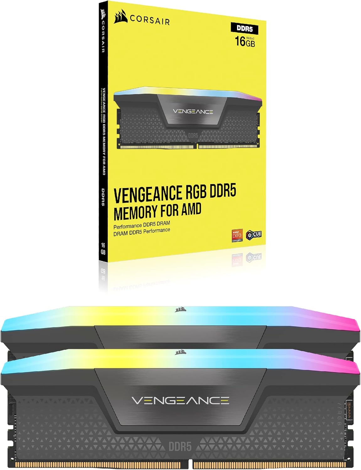 KIT MEMORIA RAM CORSAIR VENGEANCE RGB DDR5 64GB 2X32GB 5600MHZ CL40 GRIS