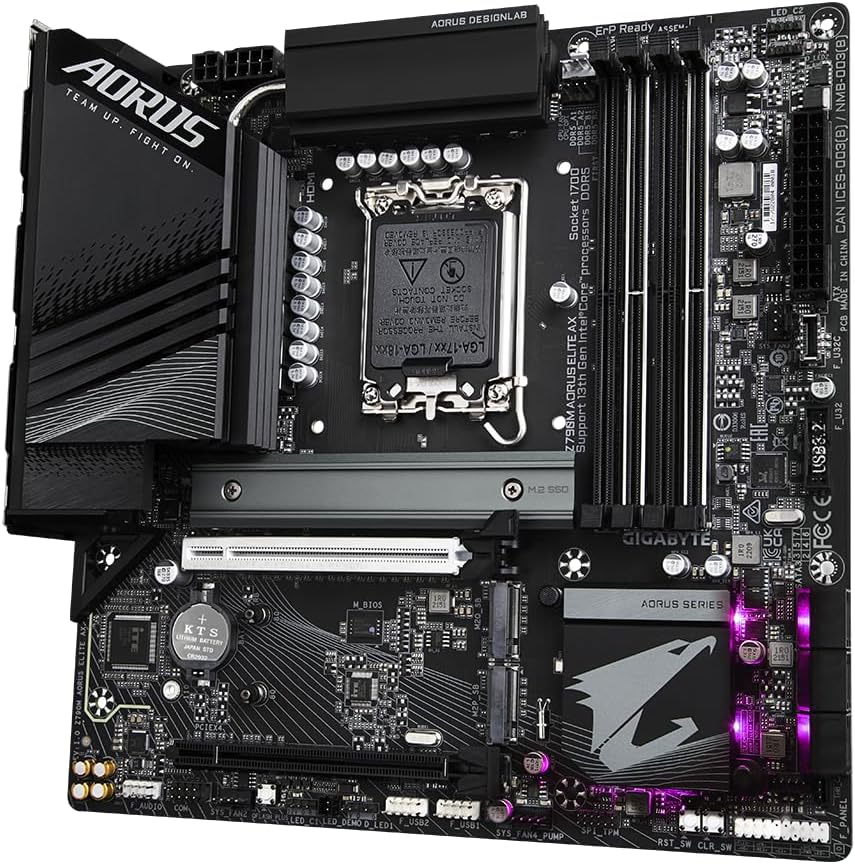 PLACA MADRE GIGABYTE MOTHERBOARD  Z790M AORUS ELITE AX, CHIPSET INTEL Z790, LGA1700, MICRO-ATX
