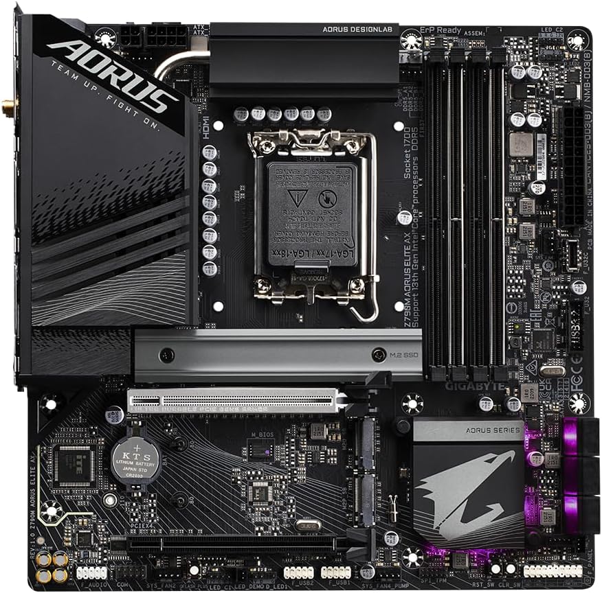 PLACA MADRE GIGABYTE MOTHERBOARD  Z790M AORUS ELITE AX, CHIPSET INTEL Z790, LGA1700, MICRO-ATX