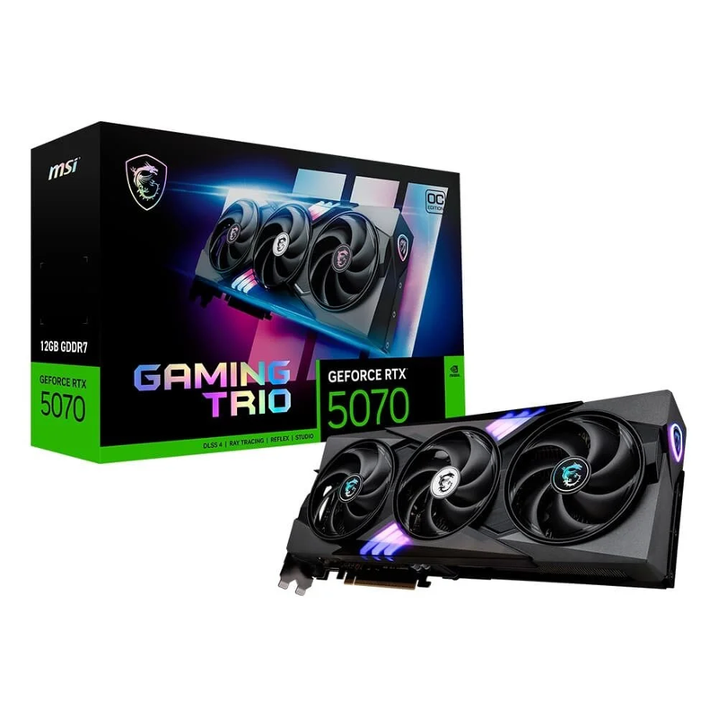 MSI GEFORCE RTX 5070 GAMING TRIO OC 12GB GDDR7 PCI EXPRESS 5.0 TRIPLE VENTILADOR 2625MHZ