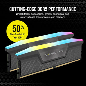 KIT MEMORIA RAM CORSAIR VENGEANCE RGB DDR5 64GB 2X32GB 5600MHZ CL40 GRIS