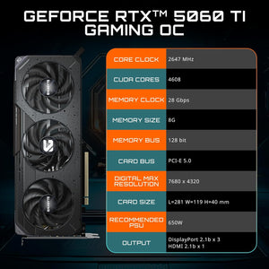 TARJETA DE VIDEO GIGABYTE VGA 8G GB RTX5060TI GAMING OC