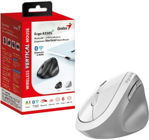 GENIUS ERGO 8350S RATÓN VERTICAL INALÁMBRICO ERGONÓMICO 6 BOTONES BLUETOOTH + USB 2400 DPI AI COPILOT BLANCO-GRIS