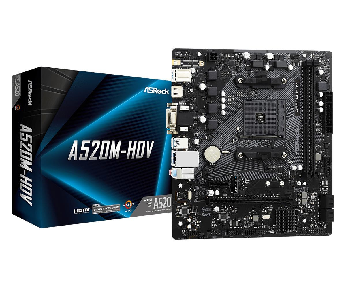 ASROCK A520M-HDV AM4 2 DDR4 4XSATA ULTRA M.2 7.