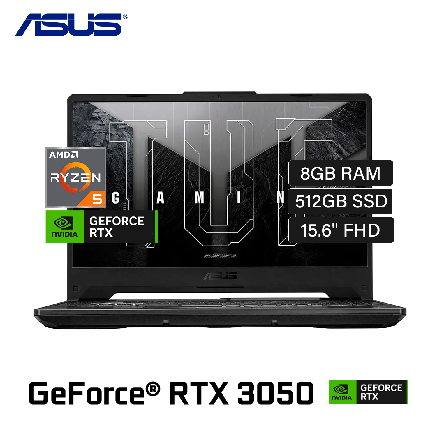 NOTEBOOK ASUS TUF GAMING A15 FA506NC-HN006 R5-7535HS, 8GB RAM, 512GB SSD, RTX 3050 4GB, FREEDOS, ALTO RENDIMIENTO