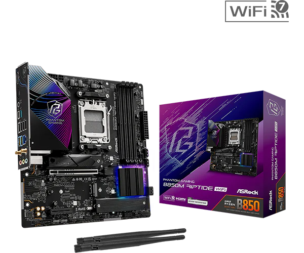 TARJETA MADRE ASROCK B850M RIPTIDE WIFI CHIPSET AMD B850 SOCKET AM5 FORMATO MATX