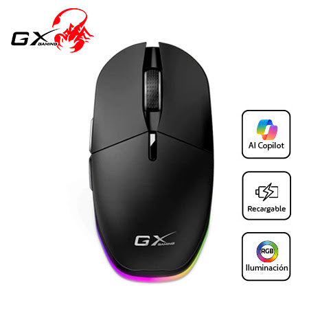 MOUSE GENIUS GX SCORPION M8250 AI COPILOT INALÁMBRICO/BT 3200 DPI RGB 6-BOTONES NEGRO (31060001401)