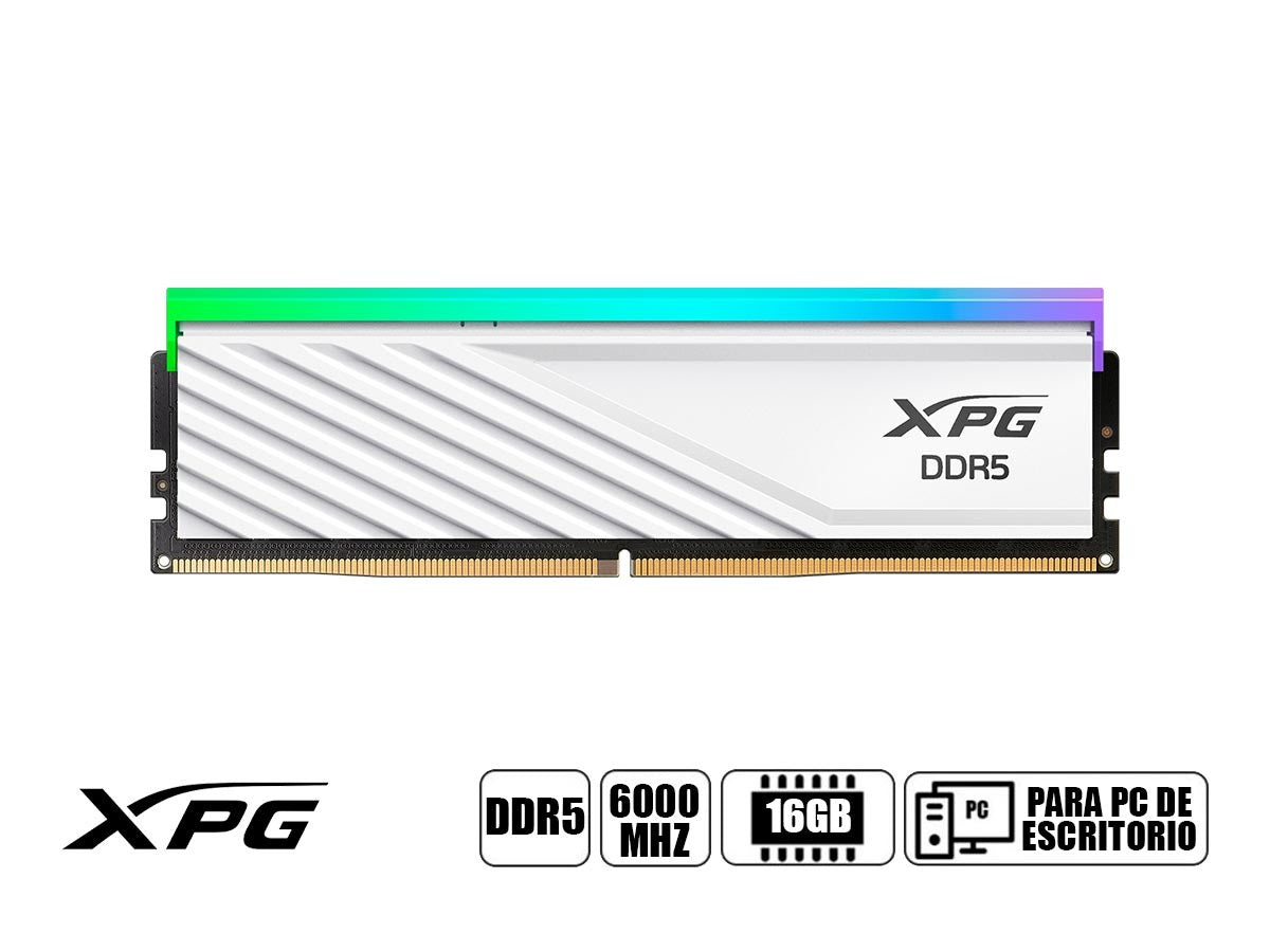 MEMORIA RAM ADATA XPG LANCER BLADE RGB DDR5 16GB 6000 MHZ CL48 BLANCA - ALTO RENDIMIENTO Y DISEÑO LUMINOSO