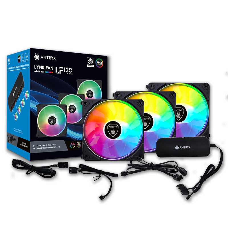 ANTRYX LYNK FAN LF120 ARGB NEGRO MODULAR 3 EN 1 COOLER PARA CASE 120MM + CONTROLADOR (PN:AAK-LF120KX3C)