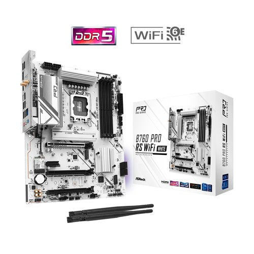 PLACA BASE ASROCK B760 PRO RS WIFI WHITE - CHIPSET B760, COMPATIBILIDAD CON PROCESADORES INTEL, WIFI INTEGRADO, FORMATO ATX