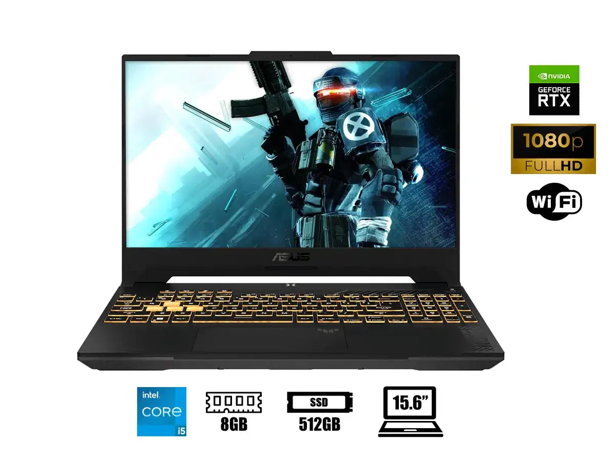 LAPTOP ASUS TUF GAMING FX507ZC4-HN087 CON PROCESADOR INTEL CORE i5-12500H, 16GB RAM DDR4, SSD DE 512GB, TARJETA GRÁFICA NVIDIA RTX 3050 DE 4GB, PANTALLA FHD DE 15.6 PULGADAS, COLOR GRIS, FREEDOS, GARANTÍA DE 1 AÑO CARRY IN.