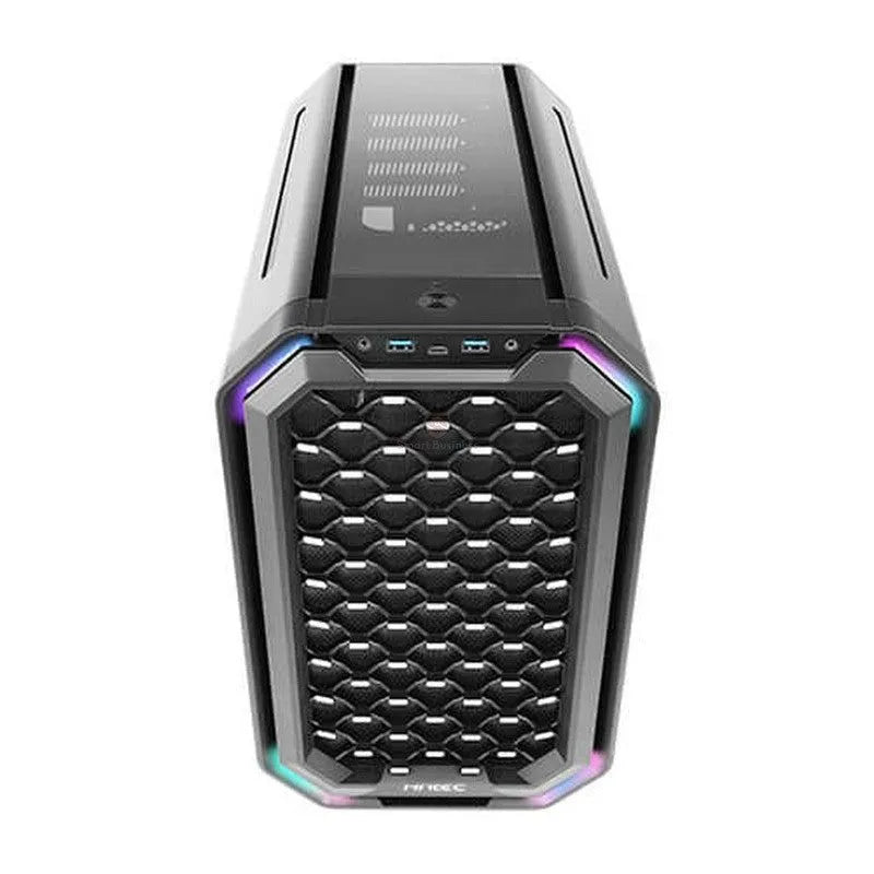 GABINETE ANTEC DARK CUBE GAMING: PANEL DE VIDRIO TEMPLADO, ILUMINACIÓN LED RGB, SALIDA DE AUDIO, 2 PUERTOS USB, COLOR NEGRO