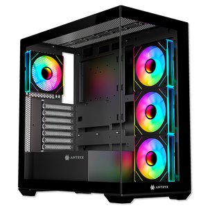 GABINETE ANTRYX FX 750 BLACK: CARCASA GAMER CON 4 VENTILADORES ARGB Y PUERTO USB TIPO-C