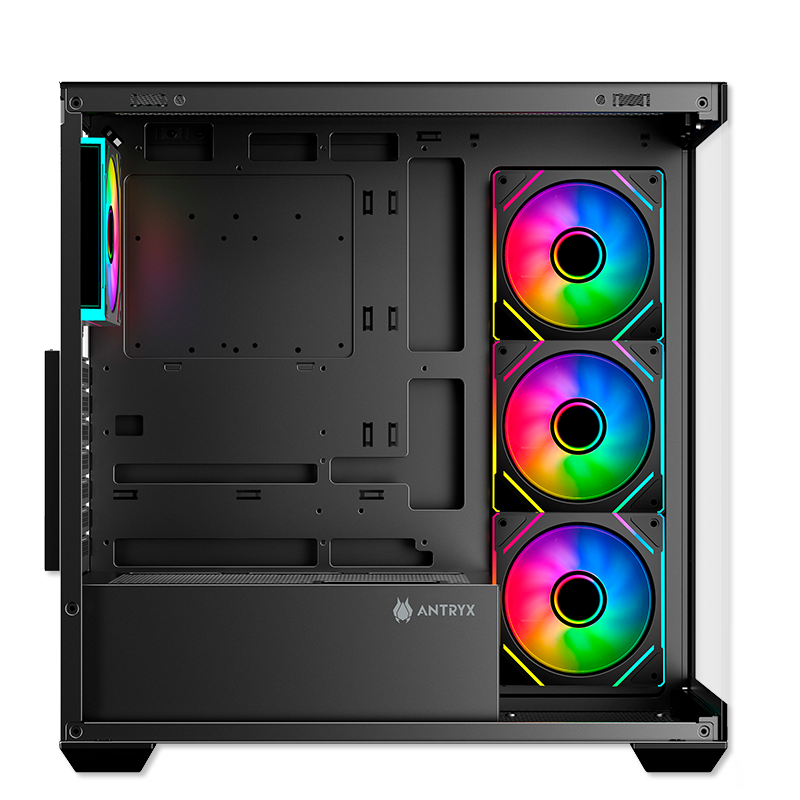 GABINETE ANTRYX FX 750 BLACK: CARCASA GAMER CON 4 VENTILADORES ARGB Y PUERTO USB TIPO-C