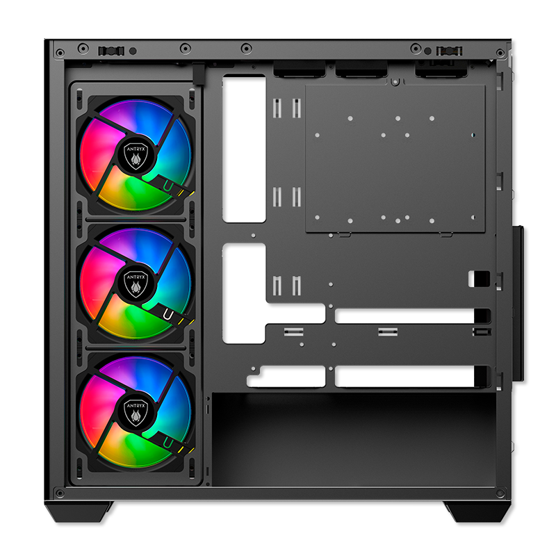 GABINETE ANTRYX FX 750 BLACK: CARCASA GAMER CON 4 VENTILADORES ARGB Y PUERTO USB TIPO-C