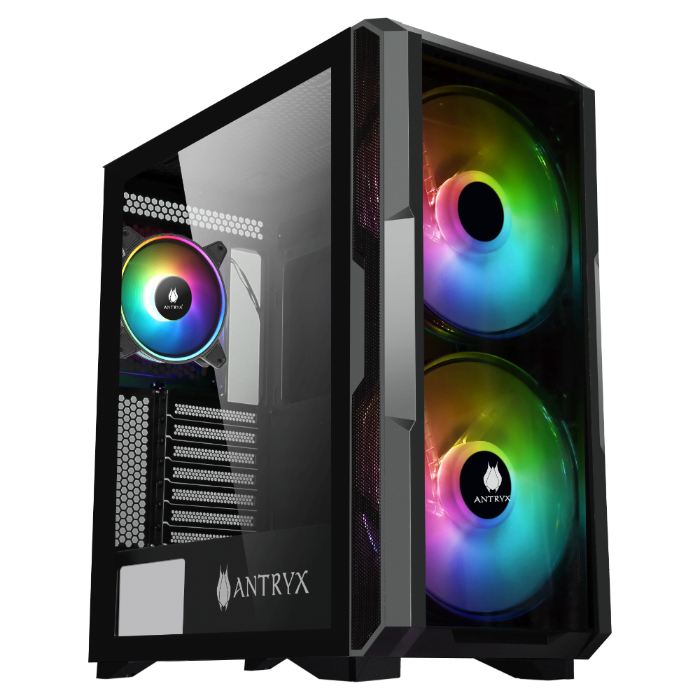 TORRE GAMER ANTRYX FX CRUISER BLACK, CON TRES VENTILADORES ARGB, PANEL DE VIDRIO TEMPLADO Y DISEÑO MESH (MODELO AC-FX573K)