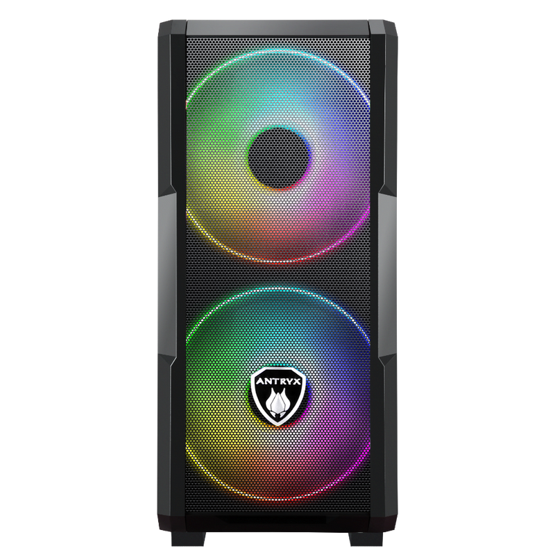TORRE GAMER ANTRYX FX CRUISER BLACK, CON TRES VENTILADORES ARGB, PANEL DE VIDRIO TEMPLADO Y DISEÑO MESH (MODELO AC-FX573K)