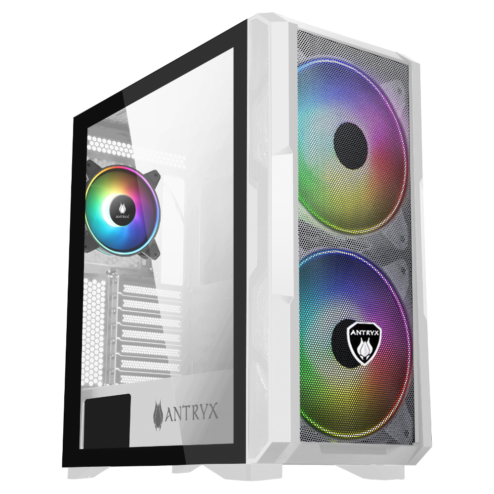GABINETE GAMER ANTRYX FX CRUISER WHITE: VENTILADORES ARGB X3, PANEL DE VIDRIO TEMPLADO Y DISEÑO MESH