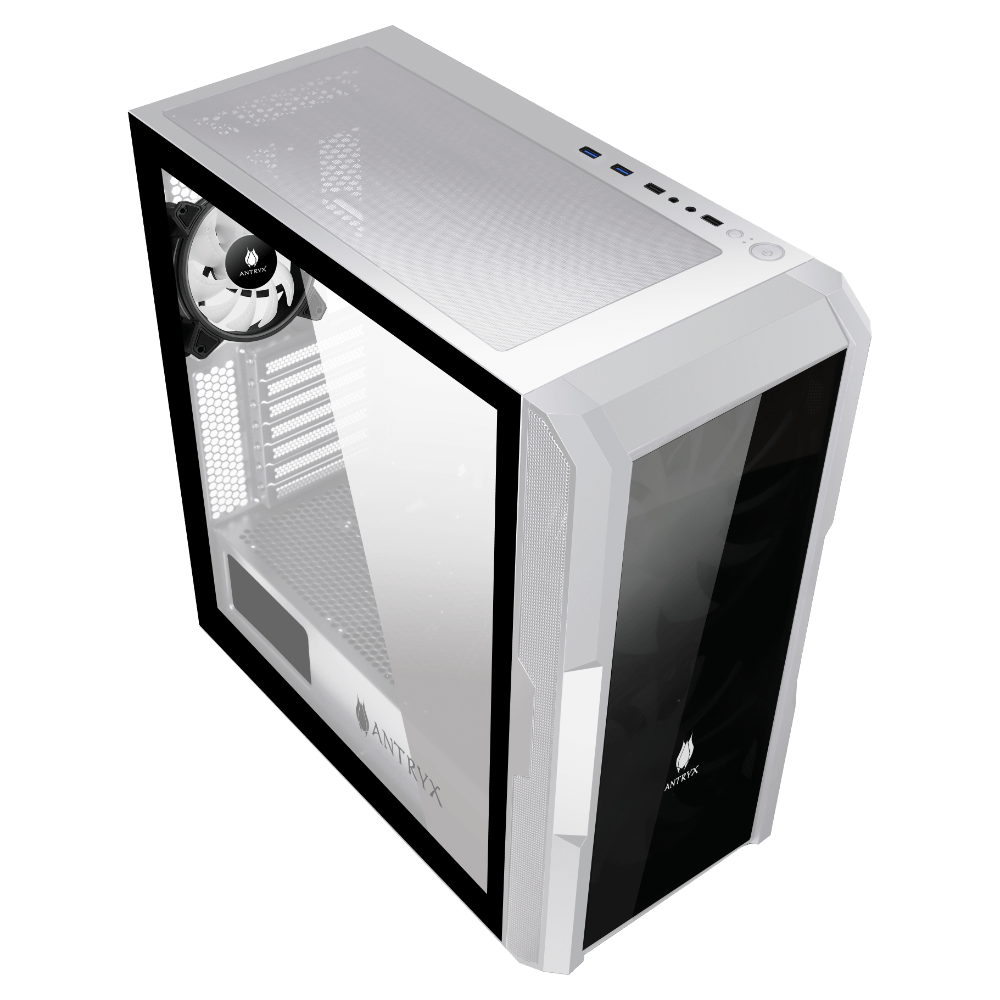 GABINETE GAMER ANTRYX FX CRUISER WHITE: VENTILADORES ARGB X3, PANEL DE VIDRIO TEMPLADO Y DISEÑO MESH