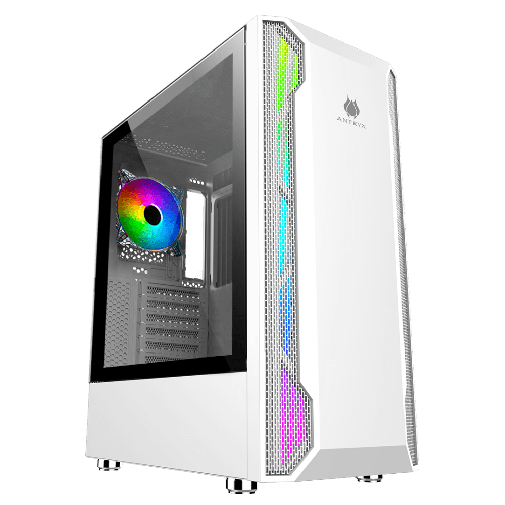 TORRE GAMER ANTRYX RX 430U BLANCO (AC-RX430UW) | PANEL DE VIDRIO TEMPLADO | ILUMINACIÓN LED-RGB | COMPATIBLE CON SISTEMAS ATX SIN FUENTE DE PODER