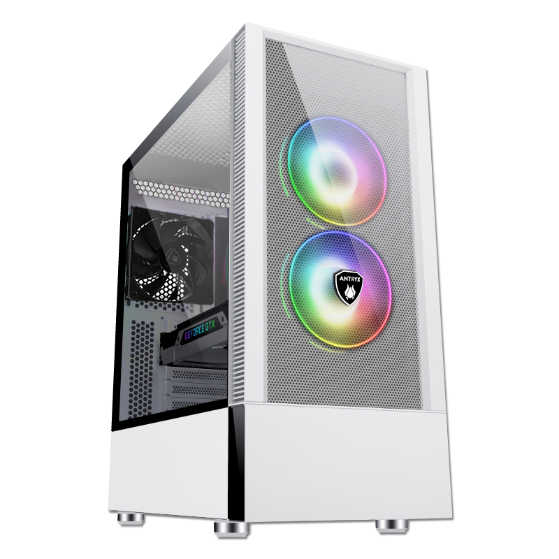 CAJA ANTRYX RX 460 MESH WHITE USB3.0, VENTILADORES X3, VIDRIO TEMPLADO (AC-RX460MW) - ELEGANCIA Y RENDIMIENTO EN BLANCO